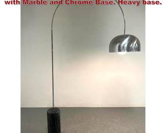 Lot 1894 Large Decorator Arc Floor Lamp with Marble and Chrome Base. Heavy base.