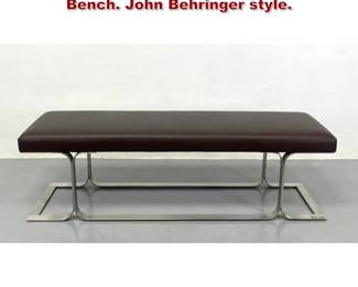 Lot 1918 Modernist Flat Bar Chrome Base Bench. John Behringer style. 
