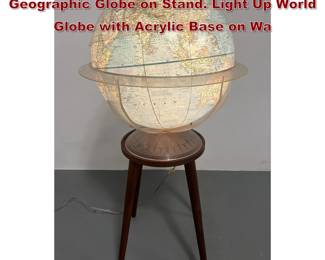 Lot 1919 Mid Century Modern National Geographic Globe on Stand. Light Up World Globe with Acrylic Base on Wa