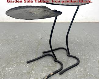Lot 1920 2pc Salterini Nesting Leaf Form Garden Side Tables. Iron painted black. 