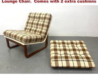 Lot 1928 Danish Modern Low Armless Lounge Chair. Comes with 2 extra cushions 