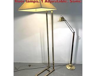 Lot 1930 2pcs Mid Century Modern Brass floor lamps. 1 Adjustable. Some 