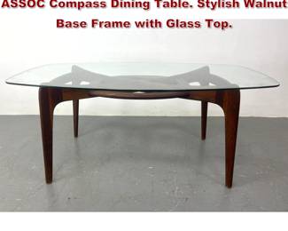 Lot 1931 ADRIAN PEARSALL for CRAFT ASSOC Compass Dining Table. Stylish Walnut Base Frame with Glass Top. 