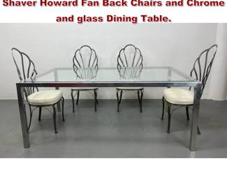 Lot 1936 Mid Century Modern Dining Set. 4 Shaver Howard Fan Back Chairs and Chrome and glass Dining Table. 