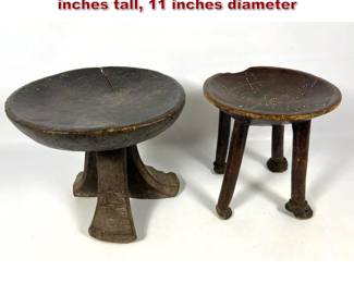 Lot 1942 2pcs Tribal Stools. Second stool 12 inches tall, 11 inches diameter