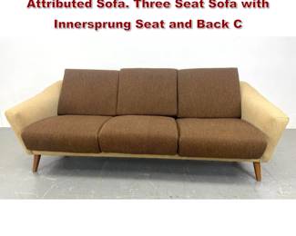 Lot 1950 Italian Mid Century Carlo de Carli Attributed Sofa. Three Seat Sofa with Innersprung Seat and Back C