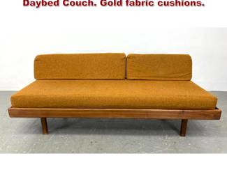 Lot 1951 Danish Modern Teak Armless Daybed Couch. Gold fabric cushions.