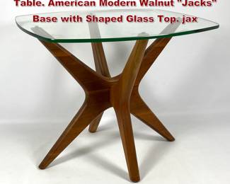 Lot 1956 ADRIAN PEARSALL Jacks Side Table. American Modern Walnut Jacks Base with Shaped Glass Top. jax