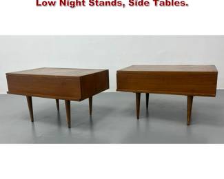 Lot 1961 Pair MEL SMILOW Modern Walnut Low Night Stands, Side Tables. 