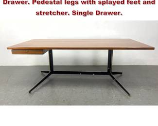 Lot 1970 WARD BENNETT Desk with Single Drawer. Pedestal legs with splayed feet and stretcher. Single Drawer. 