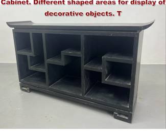 Lot 1975 Ebonized Asian inspired Display Cabinet. Different shaped areas for display of decorative objects. T