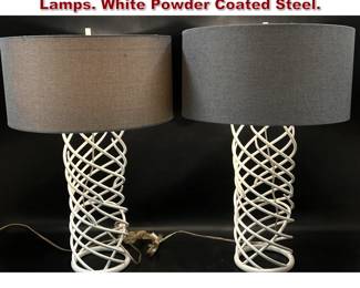 Lot 1986 Pair of Contemporary Spiral Form Lamps. White Powder Coated Steel.