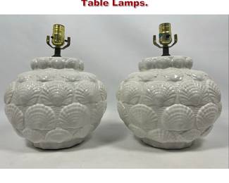 Lot 1991 Pair Shell Design High Glazed Table Lamps. 