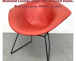 Lot 1993 HARRY BERTOIA for KNOLL Diamond Lounge Chair. Black metal frame. Red slipcover. KNOLL Label. 