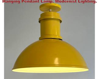 Lot 2006 Bright Yellow Enameled Metal Hanging Pendant Lamp. Modernist Lighting. 