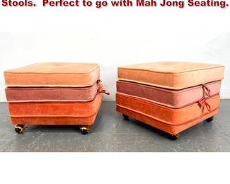 Lot 2010 Pair 3 Stacking Cushion Rolling Stools. Perfect to go with Mah Jong Seating. 