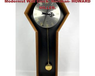 Lot 2013 ARTHUR UMANOFF Walnut Modernist Wall Clock. Meridian HOWARD MILLER. 