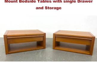 Lot 2015 Pair of Danish Modern Teak Wall Mount Bedside Tables with single Drawer and Storage