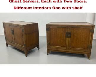 Lot 2018 Pr BAKER Cabinets Bachelor s Chest Servers. Each with Two Doors. Different interiors One with shelf