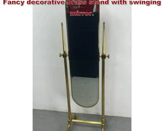 Lot 2027 Brass Cheval Dressing Mirror. Fancy decorative brass stand with swinging mirror.
