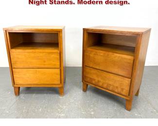 Lot 2035 Pr Conant Ball Blond 2 Drawer Night Stands. Modern design. 
