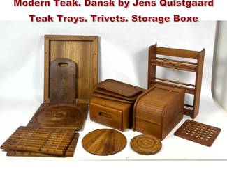 Lot 2045 Large Lot Mid Century Danish Modern Teak. Dansk by Jens Quistgaard Teak Trays. Trivets. Storage Boxe