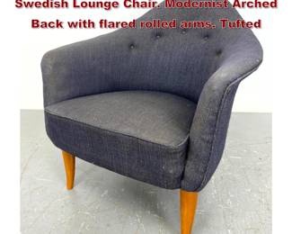 Lot 2068 KERSTIN HORLIN HOLMQUIST Swedish Lounge Chair. Modernist Arched Back with flared rolled arms. Tufted