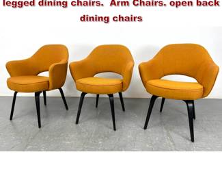 Lot 2080 Set 3 Eero Saarinen for Knoll wood legged dining chairs. Arm Chairs. open back dining chairs