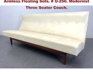 Lot 2081 JENS RISOM Walnut Frame Armless Floating Sofa. U250. Modernist Three Seater Couch. 