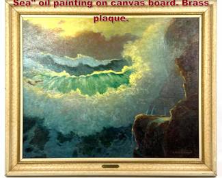 Lot 2085 A. MAXWELL LELAND Pounding Sea oil painting on canvas board. Brass plaque.