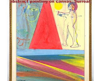 Lot 2088 CARLOS DIAZ 1990 colorful abstract painting on canvas. Surreal. 