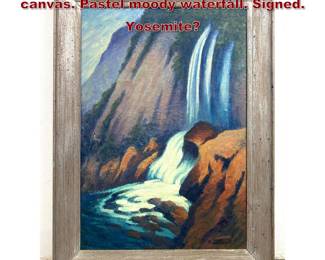 Lot 2089 GRACE CORNELL oil painting on canvas. Pastel moody waterfall. Signed. Yosemite