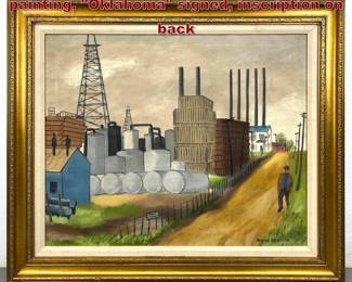 Lot 2091 MIRON SOKOLE 39 Oil on canvas painting, Oklahoma signed, inscription on back