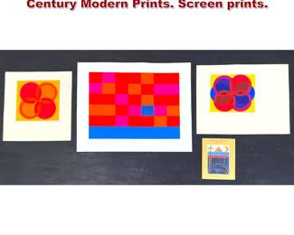 Lot 2093 4pc TERRY PARMELEE Op Art Mid Century Modern Prints. Screen prints. 