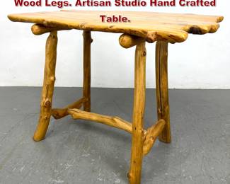 Lot 2099 Split pine branch table top. Natural Wood Legs. Artisan Studio Hand Crafted Table. 