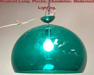 Lot 2102 Vivid Green Bubble Shade Hanging Pendant Lamp. Plastic. Chandelier. Modernist Lighting. 