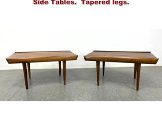 Lot 2105 Pair American Modern Slat Bench Side Tables. Tapered legs.