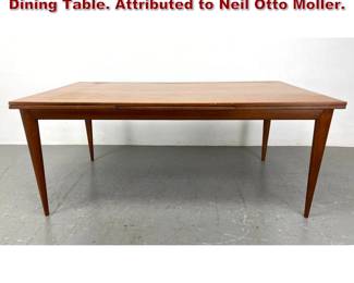 Lot 2116 Danish Modern Teak Refractory Dining Table. Attributed to Neil Otto Moller. 