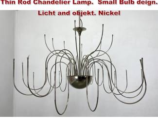 Lot 2118 Large Florian Schulz MESA 24 Thin Rod Chandelier Lamp. Small Bulb deign. Licht and objekt. Nickel