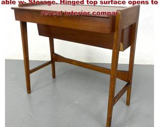 Lot 2122 Danish Modern Teak Writing Desk. able w Storage. Hinged top surface opens to reveal interior compar