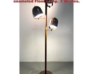 Lot 2127 Mid Century Modern Brown enameled Floor Lamp. 3 Shades. 