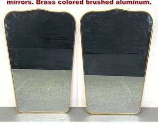 Lot 2155 Contemporary Gio Ponti style mirrors. Brass colored brushed aluminum. 