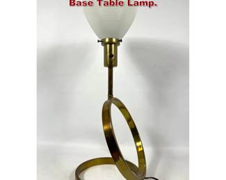 Lot 2173 Brass Tone Modernist Double Hoop Base Table Lamp. 