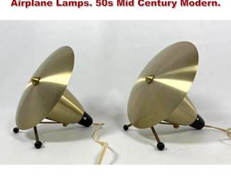 Lot 2180 Pr Anodized Aluminum Atomic Airplane Lamps. 50s Mid Century Modern.