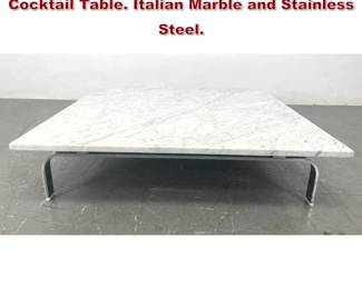 Lot 2195 Alessandro Albrizzi Style Low Cocktail Table. Italian Marble and Stainless Steel.