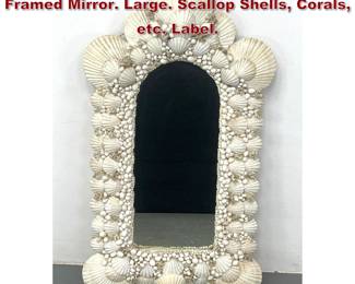 Lot 2202 GARDEN of EDEN Real Sea Shell Framed Mirror. Large. Scallop Shells, Corals, etc. Label.