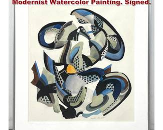 Lot 2208 WALTER CONDIT Abstract Modernist Watercolor Painting. Signed.