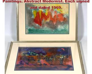 Lot 2212 2pc ROSENBORG Watercolor Paintings. Abstract Modernist. Each signed and dated 1969.