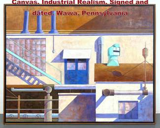 Lot 2219 Lauren Litwa Holden Painting on Canvas. Industrial Realism. Signed and dated. Wawa, Pennsylvania 