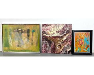 Lot 2222 3pcs Abstract Modern Paintings. 
